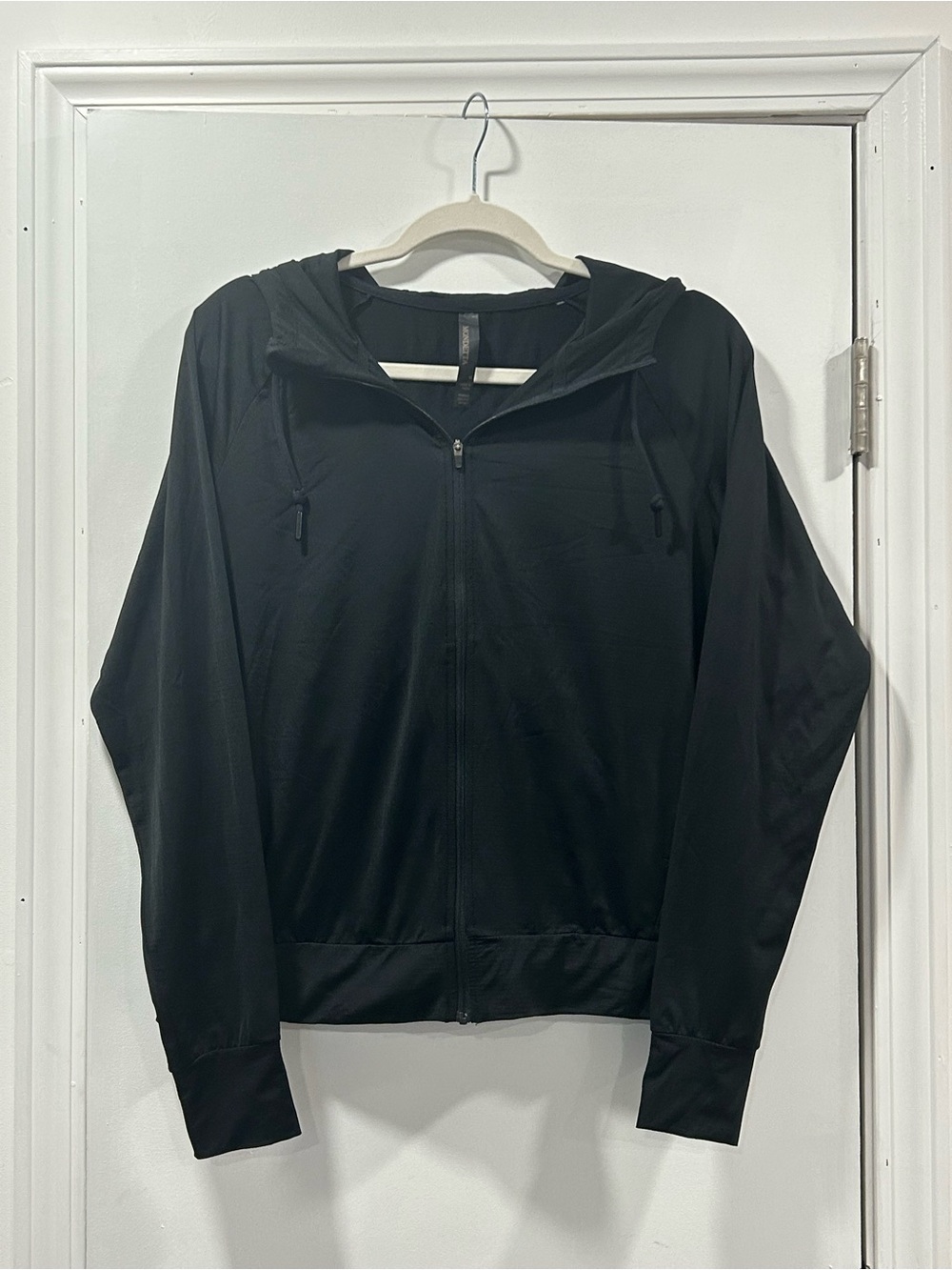 Never Worn! Mondetta Silky Black Hoodie/Zip Jacket with Thumbholes - Med